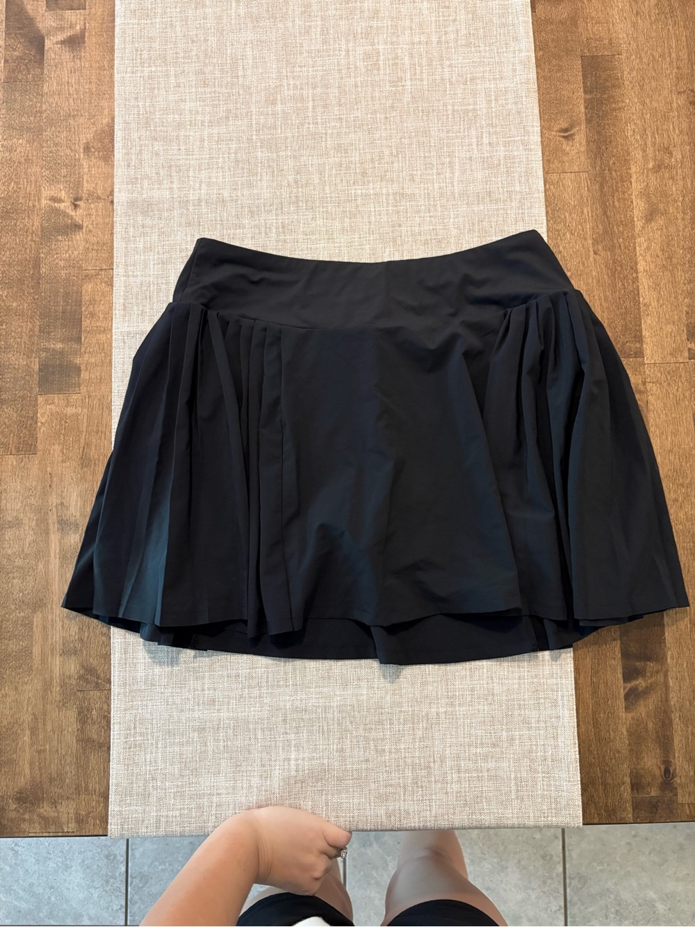 Alia Black Circle Skater Skirt with Pleated Panels